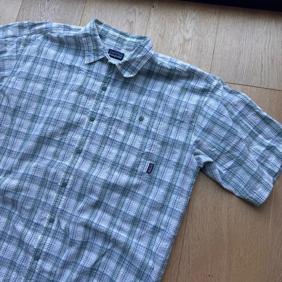 PATAGONIA Plaid Short-Sleeved Puckerware seersucker Shirt - L - Picture 4 of 11